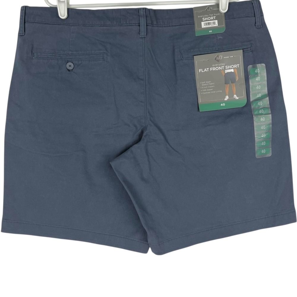 Member's Mark Men's Everyday Stretch Flat Front Blue Shorts Size 40 NWT Pockets - Picture 2 of 11